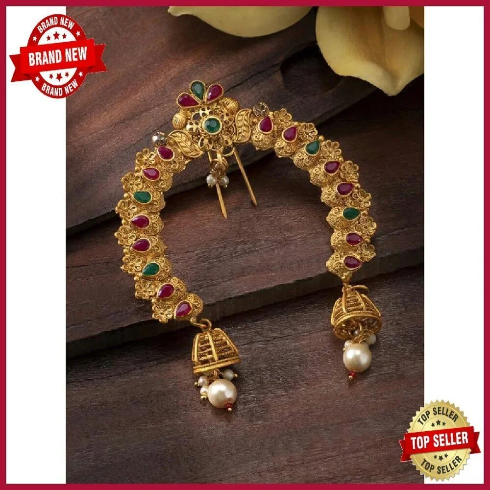 Traditional Indian Hair Brooch Pearl Rhinestone Bridal Wedding Accessory
